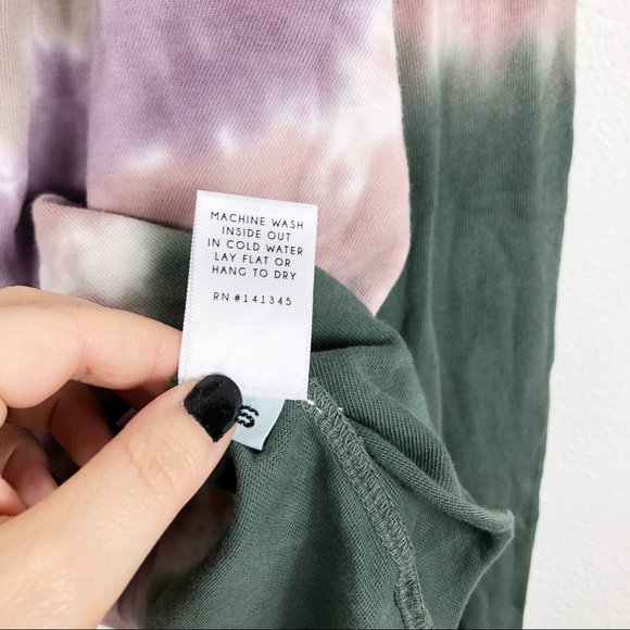 Daydreamer Dusty Rose Tie Dye Long Sleeve Crewneck Slightly Cropped Top - Picture 7 of 11
